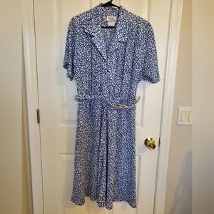 Vintage Lady Carol of New York Blue and White Bubble print dress